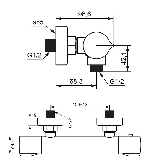 Смеситель для душа Damixa Scandinavian Pure 366000300 термостат, черный