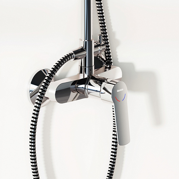 Душевая система Damixa Jupiter 977710000 стойка с тропическим душем, смесителем, хром