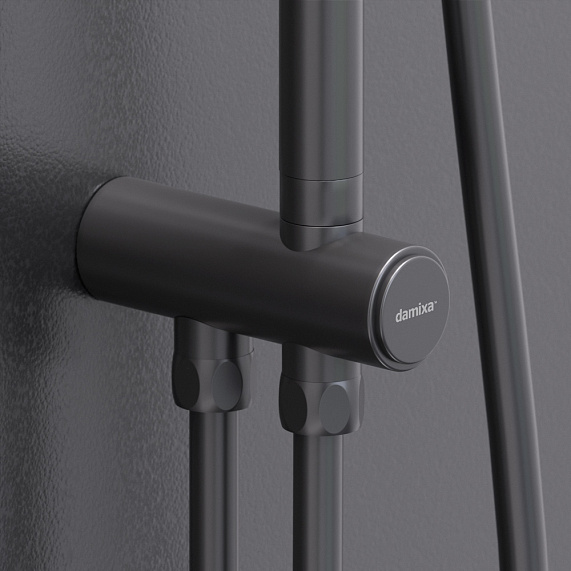 Душевая система Damixa Apollo 947000300 стойка с тропическим душем, черная матовая