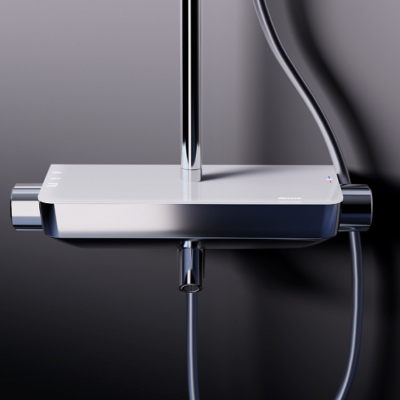 Душевая система Damixa Scandinavian Pure 936760000 стойка с тропическим душем, термостатом, смесителем, изливом, хром