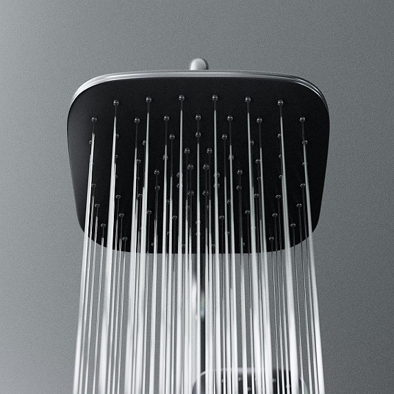 Душевая система Damixa Option DX218092300 стойка с тропическим душем, термостатом, смесителем, черная матовая