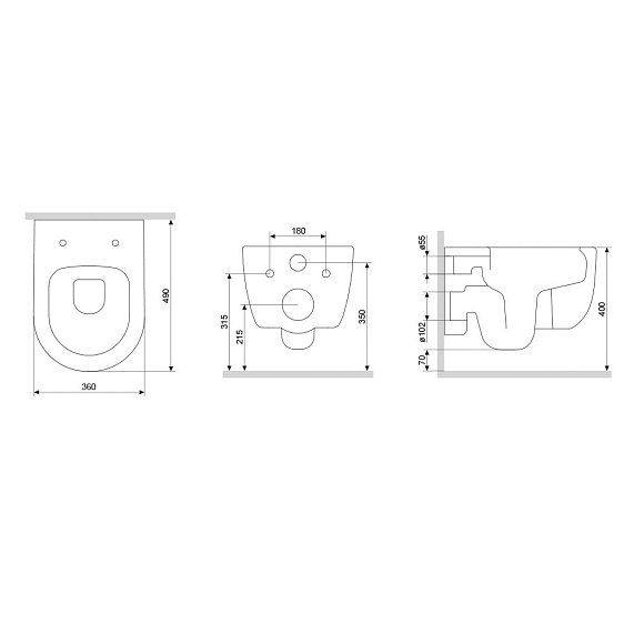 Унитаз подвесной Damixa Sirius DX86C1700SC безободковый с сиденьем микролифт, белый