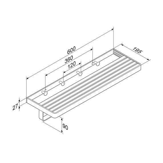 Полка для полотенец Damixa Jupiter DA7737700 с вешалкой, серебристая, черная