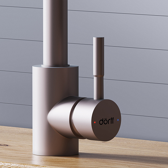 Смеситель для кухни Dorff Logic D3007511 высокий сатин, с выдвижным изливом