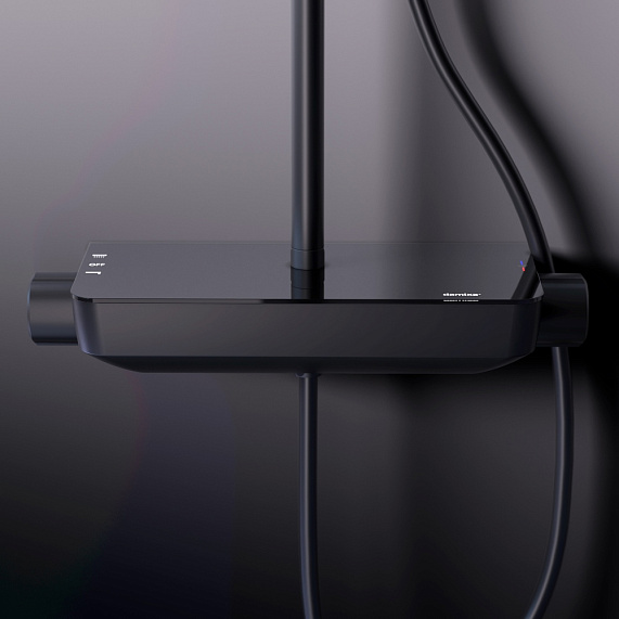 Душевая система Damixa Scandinavian Pure 936780300 стойка с тропическим душем, смесителем, черная матовая