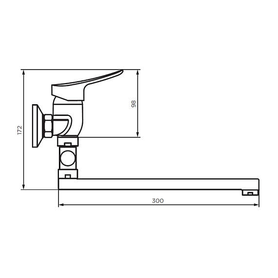 Смеситель для ванны и душа Dorff Norma D1095000 длинный излив, душевая лейка, шланг 1500, хром