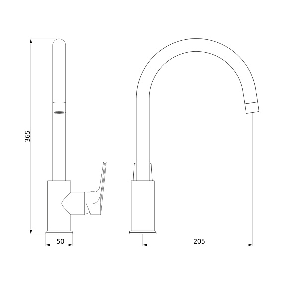 Смеситель для кухни Damixa Origin Balance 790720000 высокий, черный, с хромированным изливом