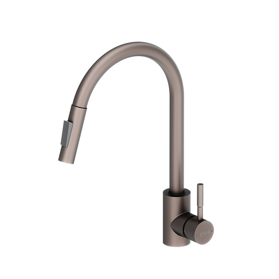 Смеситель для кухни Dorff Logic D3007511 высокий сатин, с выдвижным изливом