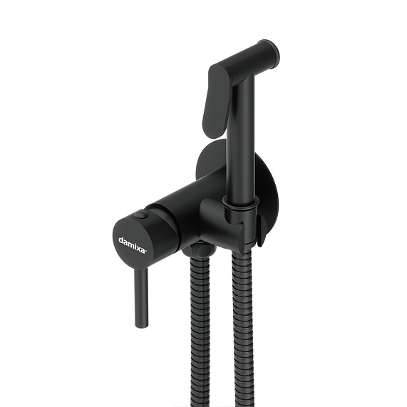 Гигиенический душ со смесителем Damixa Option 217000000 черный встраиваемый, шланг 1500, держатель