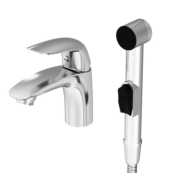 Смеситель для раковины (умывальника) Damixa Eclipse 310300001 с гигиеническим душем, хром