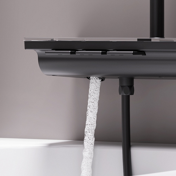 Душевая система Damixa Gala 953760300 стойка с тропическим душем, термостатом, смесителем, черная матовая