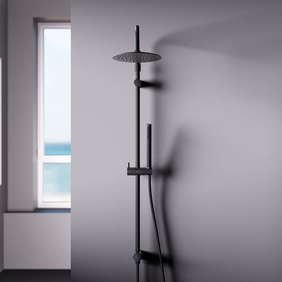 Душевая система Damixa Scandinavian Pure 936000300 стойка с тропическим душем, черная матовая