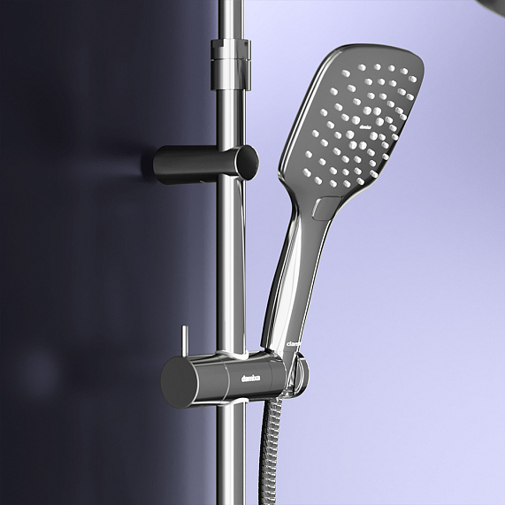 Душевая система Damixa Option DX218092000 стойка с тропическим душем, термостатом, смесителем, хром