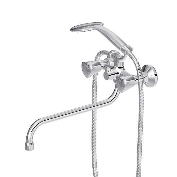 Смеситель для ванны и душа Damixa Object 349500000 длинный излив, душевая лейка, шланг 1500, хром