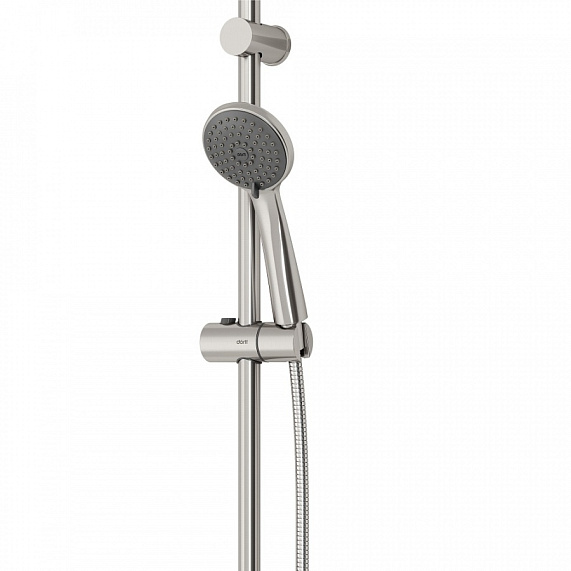 Душевой гарнитур Dorff Logic D0103030SS штанга, шланг, лейка 3 режима, хром + смеситель для ванны и душа, хром