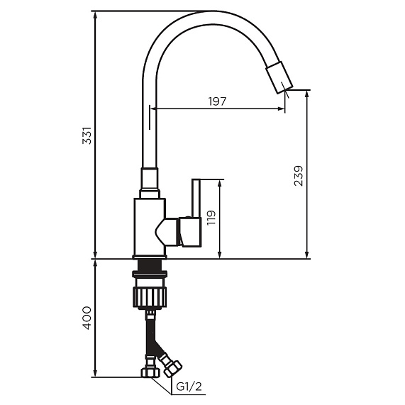 Смеситель для кухни Dorff Logic D3007622 высокий хром, с черным гибким изливом