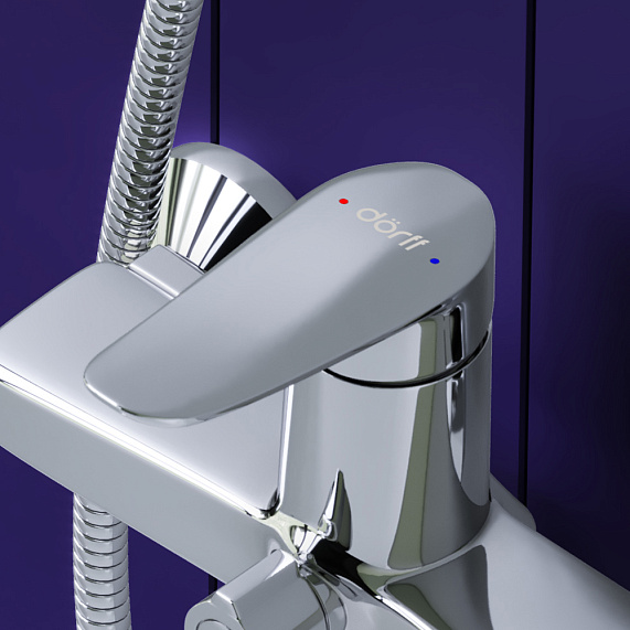 Смеситель для ванны и душа Dorff Ultra D5095000 длинный излив, душевая лейка, шланг 1500, хром