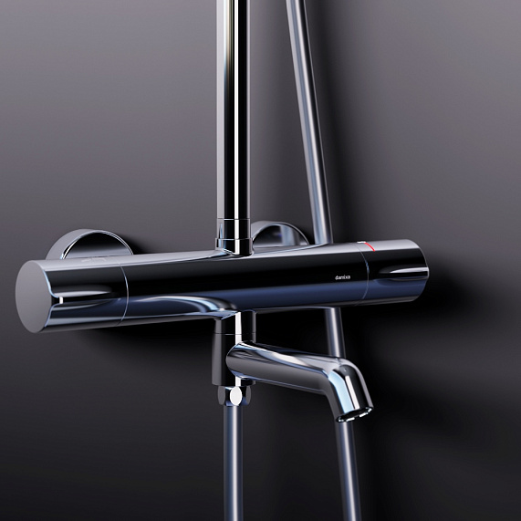Душевая система Damixa Scandinavian Pure 936810000 стойка с тропическим душем, термостатом, смесителем, изливом, хром