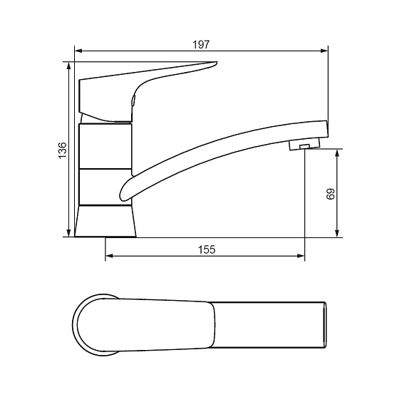 Смеситель для раковины (умывальника) Damixa Jupiter 770220001 с поворотным изливом, хром