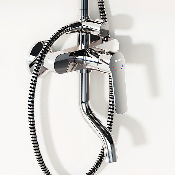 Душевая система Damixa Jupiter 977740000 стойка с тропическим душем, смесителем, изливом, хром