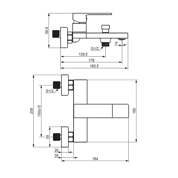 Смеситель для ванны и душа Damixa Gala 531000000 хром