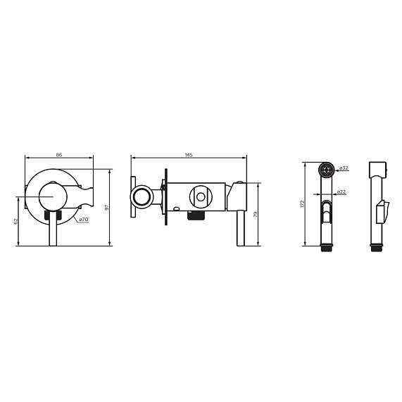 Гигиенический душ со смесителем Dorff Logic черный встраиваемый, шланг 1500, держатель