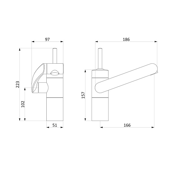 Смеситель для раковины (умывальника) Damixa Arc 290217464 с 3D поворотным изливом, хром