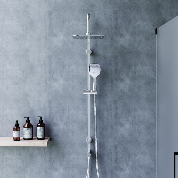 Душевая система Dorff Norma D0712000 стойка с тропическим душем, хром