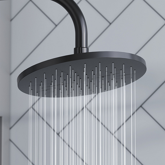 Душевая система Damixa Jupiter 977770300 стойка с тропическим душем, гигиеническим душем, смесителем, изливом, черная