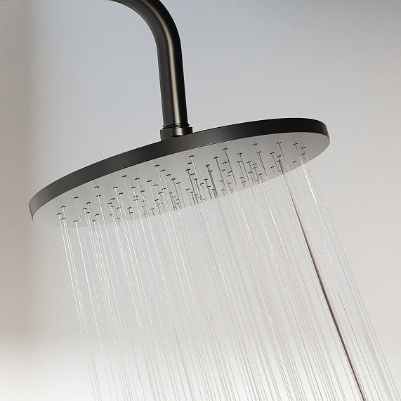 Душевая система Damixa Jupiter 977760300 стойка с тропическим душем, термостатом, смесителем, изливом, черная матовая