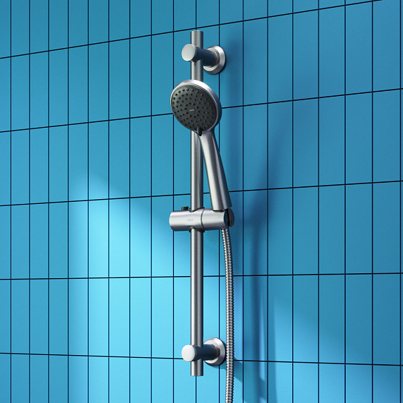 Душевой гарнитур Dorff Logic D0103000SS штанга, шланг, лейка 3 режима, никель