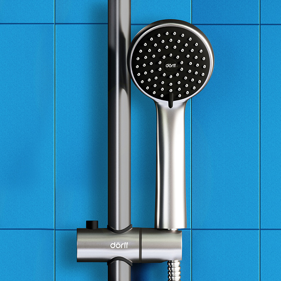 Душевая система Dorff Logic D0703000SS стойка с тропическим душем, смесителем, изливом, серая
