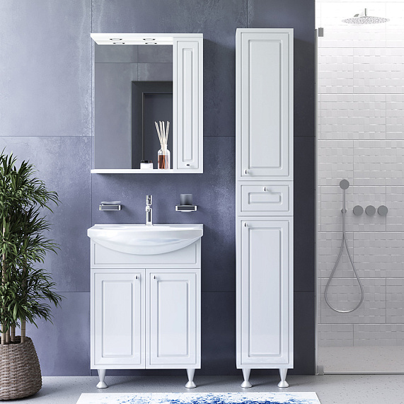 Шкаф с зеркалом 60 Damixa Palace One M41MPR0601WG белый глянец правый