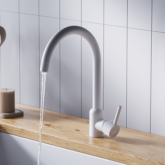 Смеситель для кухни Dorff Logic D3007033 высокий, белый