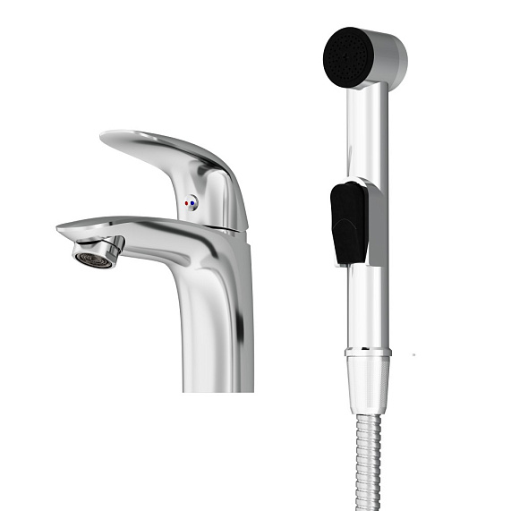 Смеситель для раковины (умывальника) Damixa Eclipse 310300001 с гигиеническим душем, хром