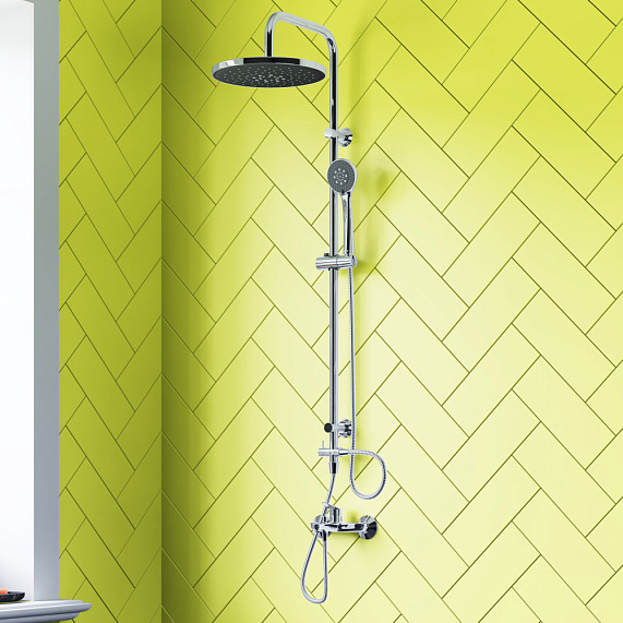 Душевая система Dorff Norma D0710000 стойка с тропическим душем, хром + смеситель для душа, хром