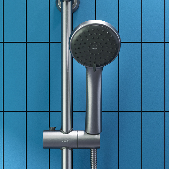 Душевой гарнитур Dorff Logic D0103000SS штанга, шланг, лейка 3 режима, никель