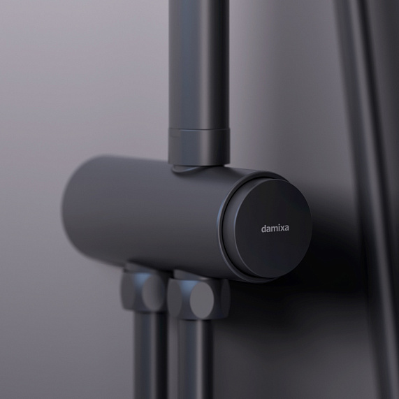 Душевая система Damixa Scandinavian Pure 936000300 стойка с тропическим душем, черная матовая