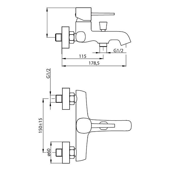 Смеситель для ванны и душа Damixa Sirius 861000000 хром
