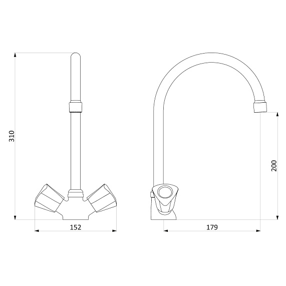Смеситель для кухни Damixa Object 340000000 высокий, хром