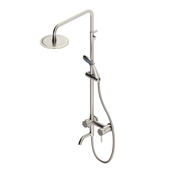 Душевая система Dorff Logic D0703000SS стойка с тропическим душем, смесителем, изливом, серая