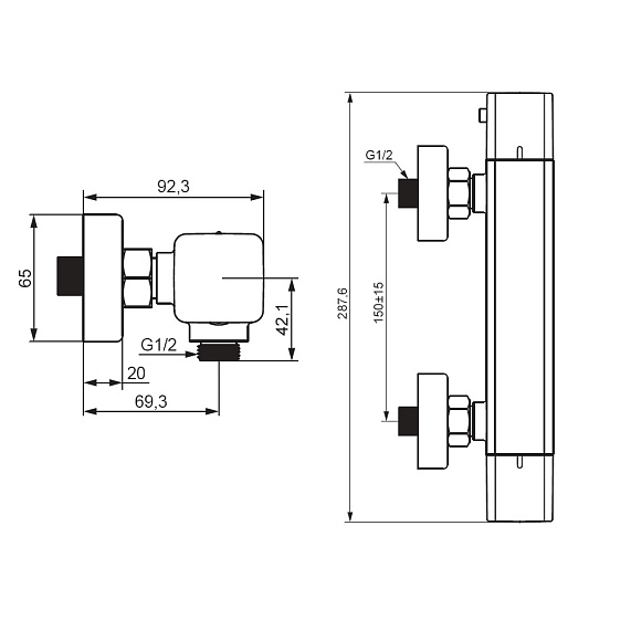 Смеситель для душа Damixa Gala 536000300 термостат, черный