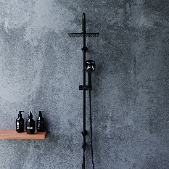 Душевая система Dorff Norma D0712020 стойка с тропическим душем, черная