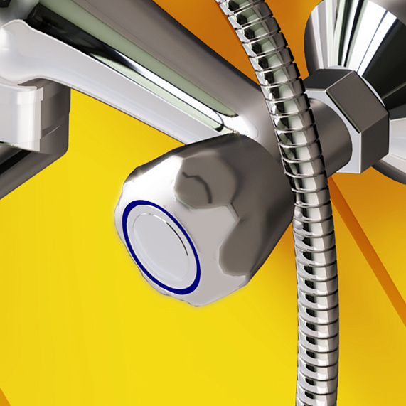 Смеситель для ванны и душа Dorff Modern D7095000 длинный излив, душевая лейка, шланг 1500, хром