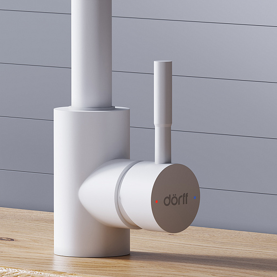 Смеситель для кухни Dorff Logic D3007533 высокий белый, с выдвижным изливом