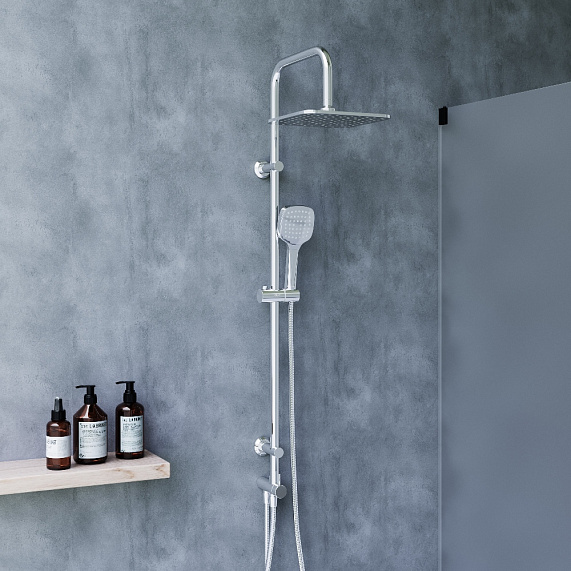 Душевая система Dorff Norma D0712000 стойка с тропическим душем, хром