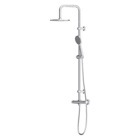 Душевая система Dorff Futura D0710400 стойка с тропическим душем, смесителем, термостатом, хром