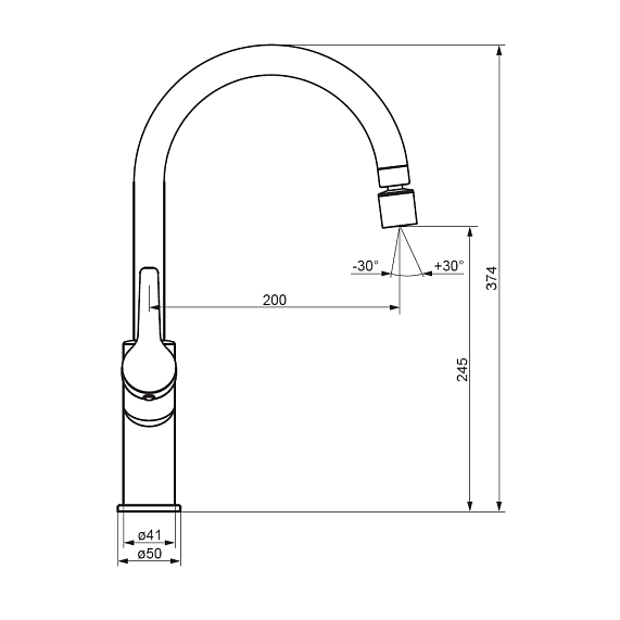 Смеситель для кухни Damixa Eclipse 310722000 высокий, хром
