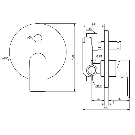 Смеситель для ванны и душа Damixa Apollo 477100300 черный встраиваемый