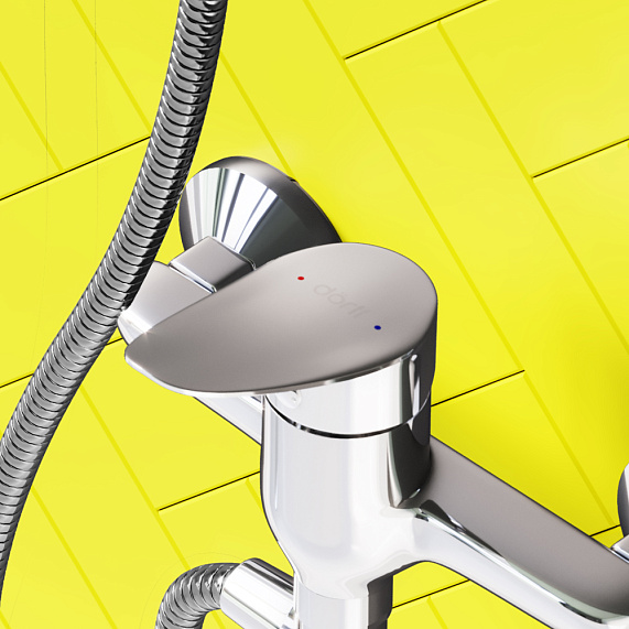 Смеситель для ванны и душа Dorff Norma D1095000 длинный излив, душевая лейка, шланг 1500, хром